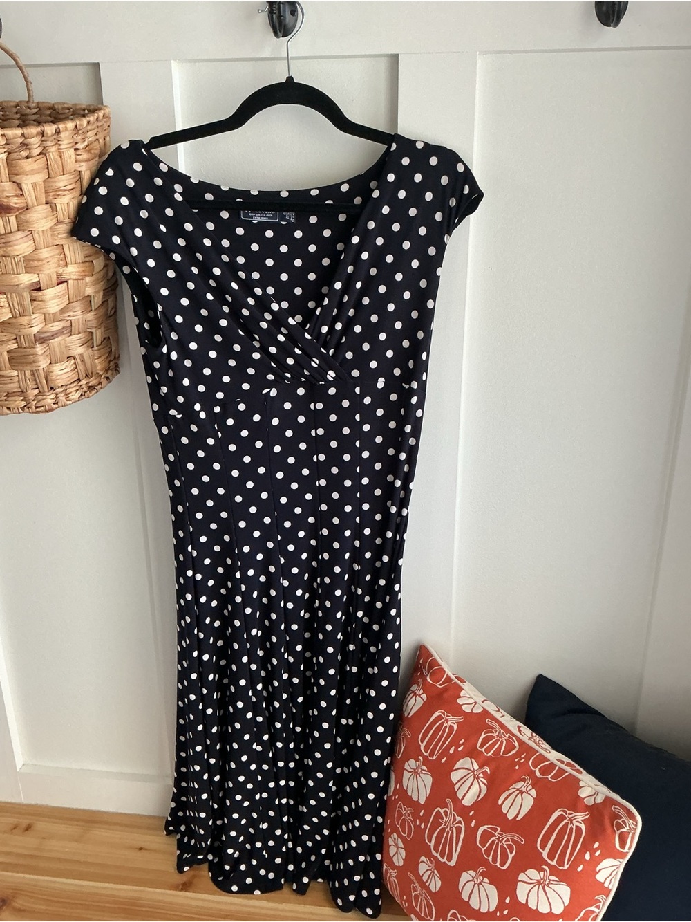 American Living Black and White Polka Dot Midi Dress